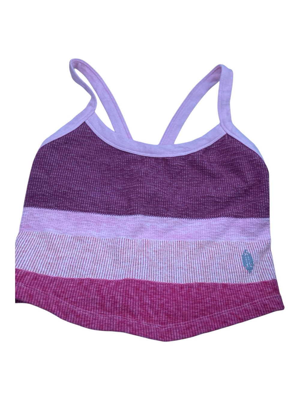 FP Movement by Free People Pink and Rose Stripe Ribbed Crop top - Picture 4 of 6
